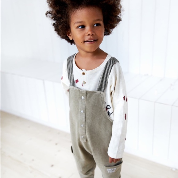 {Zara} Last 1! Baby Boy Overalls Cotton Striped - Picture 4 of 8